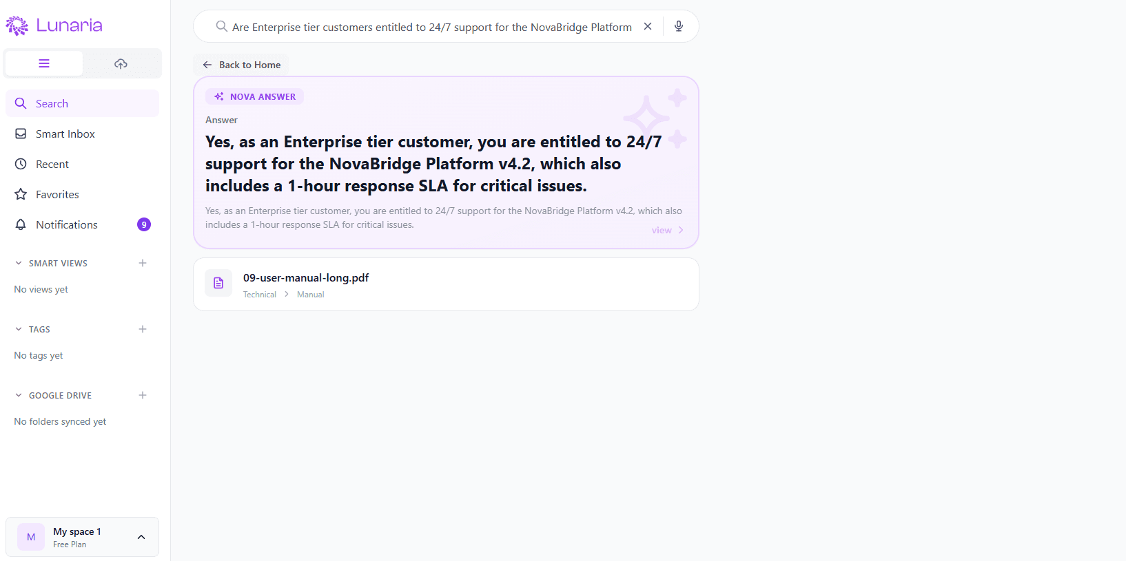 Plain-English Q&A across multi-tenant document workspaces. screenshot 2